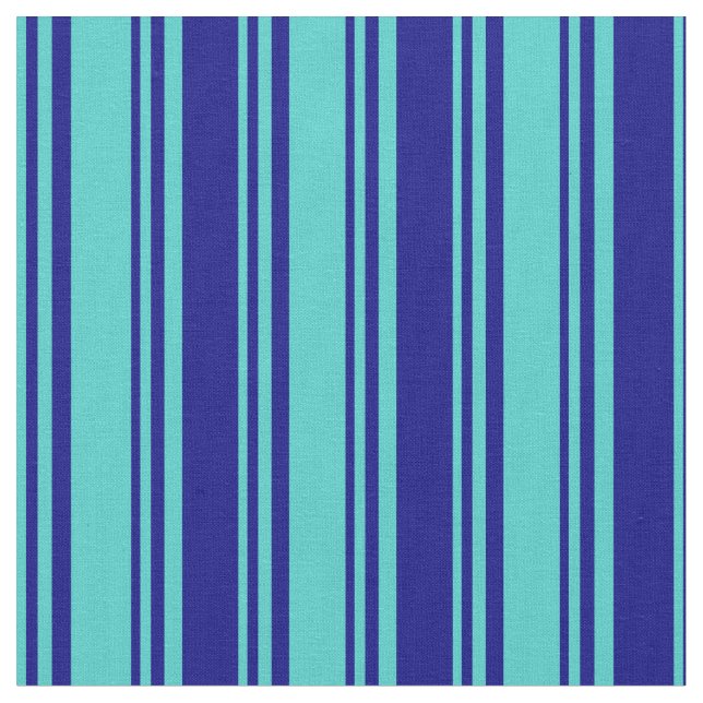 Turquoise & Blue Colored Stripes/Lines Pattern Fabric (Close Up)