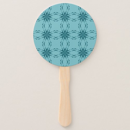 Turquoise blue cool trendy flower abstraction hand fan
