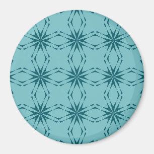 Turquoise blue, cool, trendy flower abstraction magnet