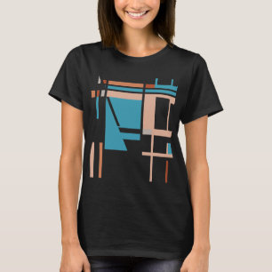 Turquoise Blue Coral Rust MCM-inspired Squares T-Shirt