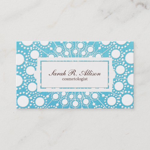 Turquoise Blue Cosmetologist Embossed Linen Look Business Cards