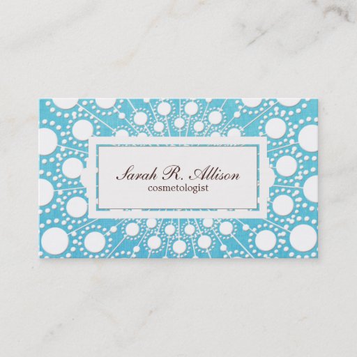 Customizable Turquoise Blue Cosmetologist Embossed Linen Look Business Cards