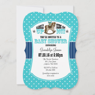 Turquoise Blue Cowboy Baby Shower Invitation