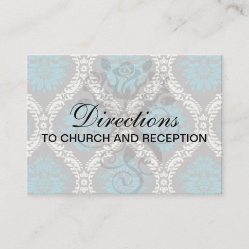 Customizable turquoise blue cream and brown lovely damask business card templates