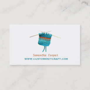 Turquoise Blue Crocheting & Knitting Business Card