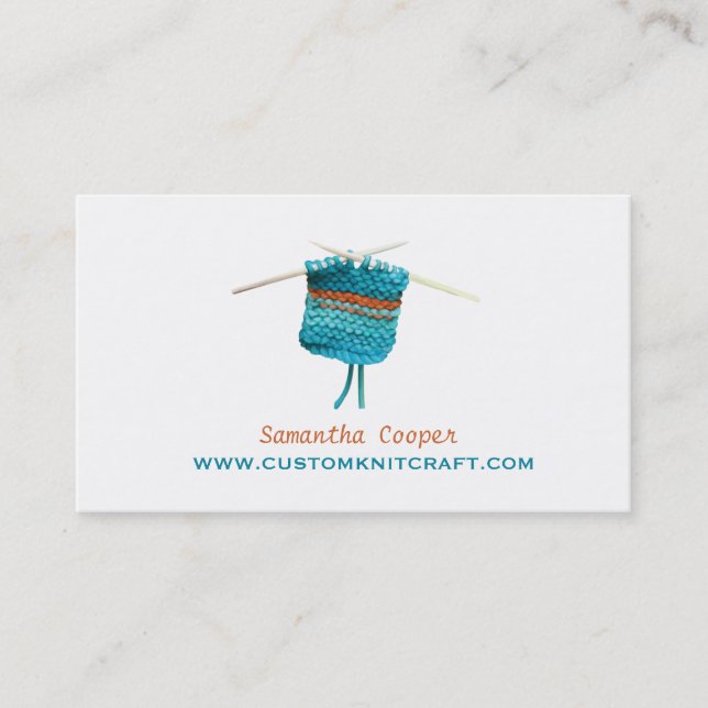 Turquoise Blue Crocheting & Knitting Business Card (Front)