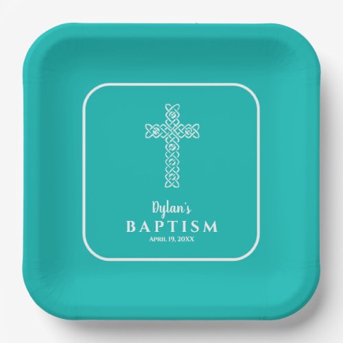 Turquoise Blue Cross Communion Baptism Christening