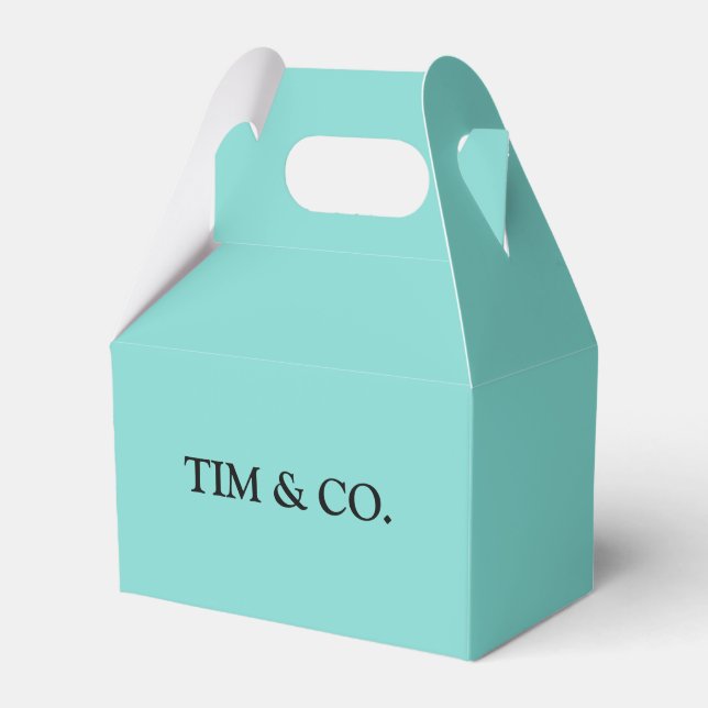 TURQUOISE BLUE CUSTOM CUSTOMIZABLE FAVOR BOXES (Front Side)