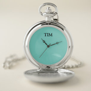 TURQUOISE BLUE CUSTOM CUSTOMIZABLE POCKET WATCH
