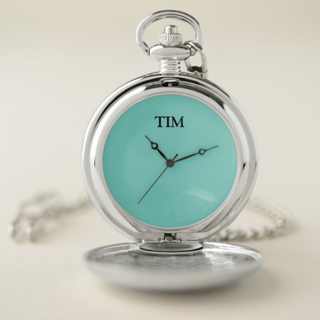 TURQUOISE BLUE CUSTOM CUSTOMIZABLE POCKET WATCH (Inside)