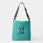 Turquoise blue custom monogram cross body bag