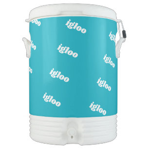 Turquoise Blue Custom Text Pattern Beverage Cooler