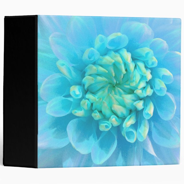 Turquoise Blue Dahlia Flower in Watercolor Binder (Front/Spine)