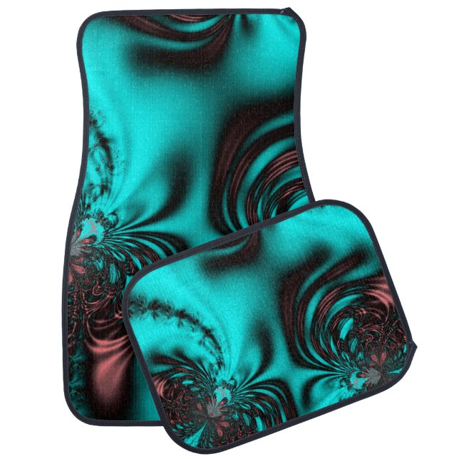 Turquoise Blue Design Car Mat (Set)