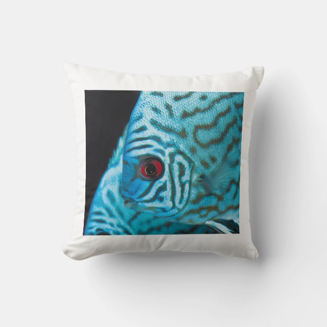 Turquoise Blue Discus Throw Pillow (Front)