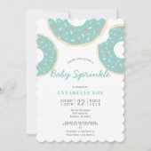 Turquoise Blue Donut Baby Sprinkle Shower Invitation (Front)