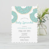 Turquoise Blue Donut Baby Sprinkle Shower Invitation (Standing Front)