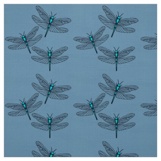 Turquoise Blue Dragonfly Fabric