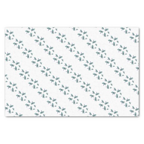Turquoise Blue Dragonfly Patterned Tissue Paper