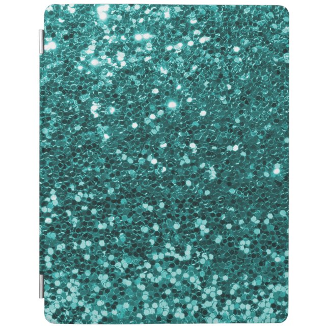 Turquoise Blue Faux Glitter Teal Aqua iPad Smart Cover (Front)