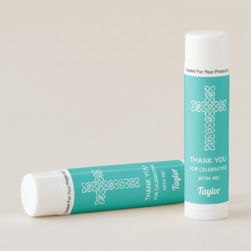 Turquoise Blue First Communion Thank You Gift Lip Balm