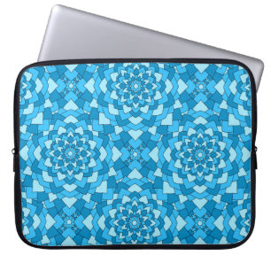 Turquoise blue floral geometric seamless pattern i laptop sleeve