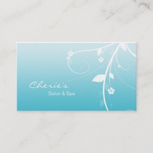 Turquoise Blue Floral Swirls business card