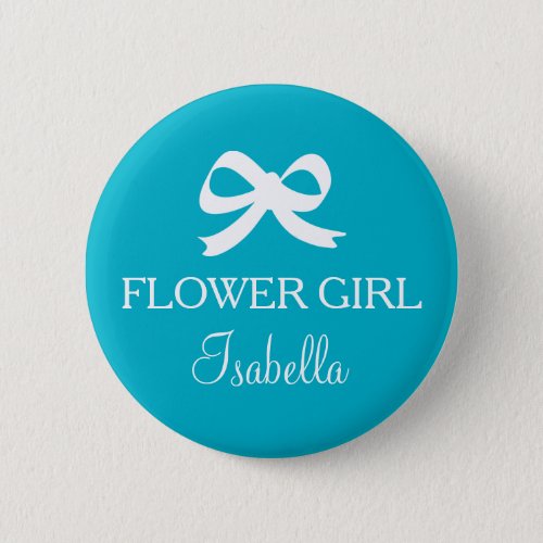 Turquoise blue Flower girl button for wedding