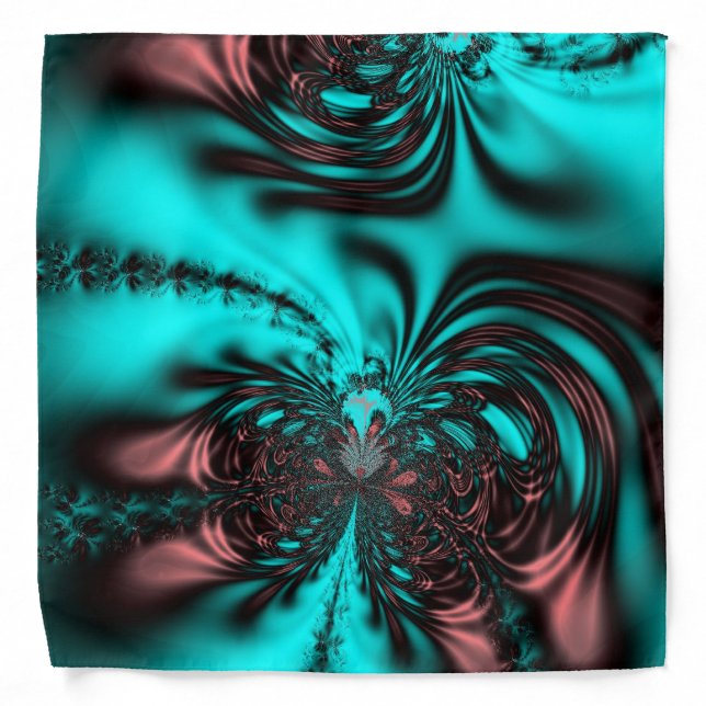 Turquoise Blue Fractal Bandana (Front)