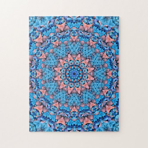 Turquoise Blue Fractal Jigsaw Puzzle with Gift Box