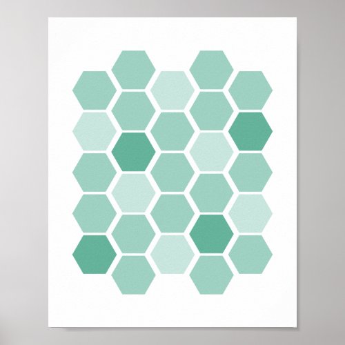 Turquoise Blue Geometric Hexagon Wall Art