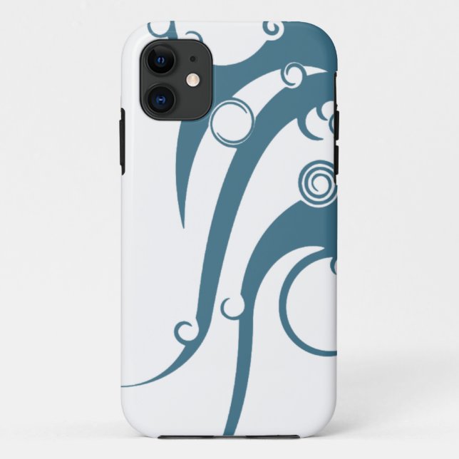 Turquoise Blue Geometric Wave Case-Mate iPhone Case (Back)