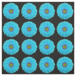 Turquoise Blue Gerbera Daisy Fabric
