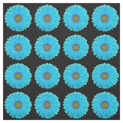 Turquoise Blue Gerbera Daisy Fabric