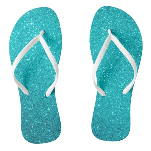Turquoise Blue Glitter and Glam  Flip Flops