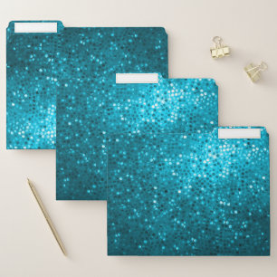 Turquoise-blue glitter and sparkles pattern file folder