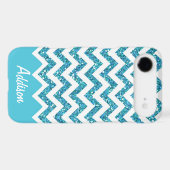 Turquoise Blue Glitter Chevron Name BLING Case (Back (Horizontal))
