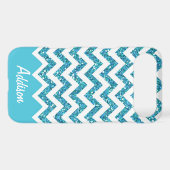 Turquoise Blue Glitter Chevron Name BLING Case (Back (Horizontal))