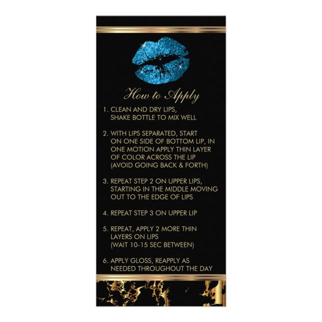 Turquoise Blue Glitter Lip Instructions - Marble Rack Card (Front)