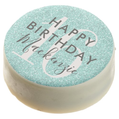 Turquoise Blue Glitter Personalized Age Birthday Chocolate Covered Oreo