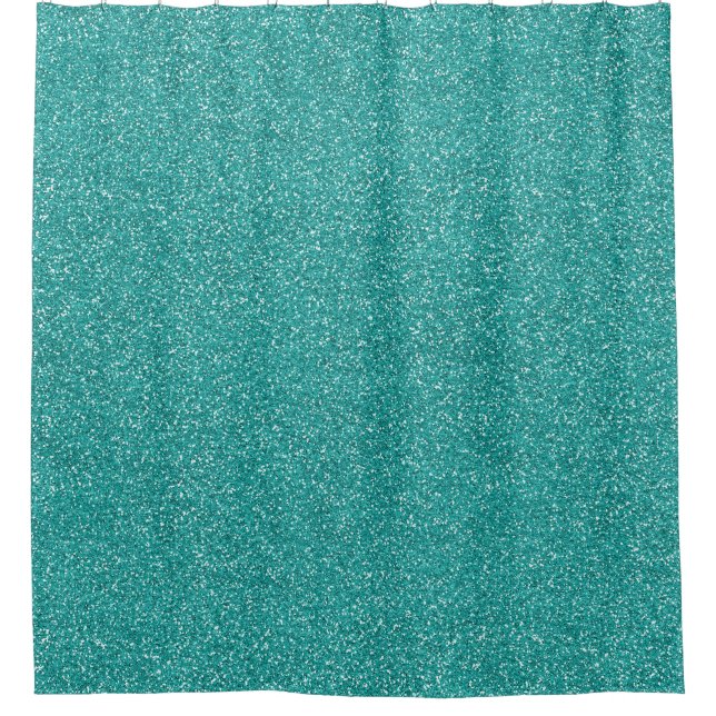 Turquoise Blue Glitter Sparkle Shower Curtain (Front)