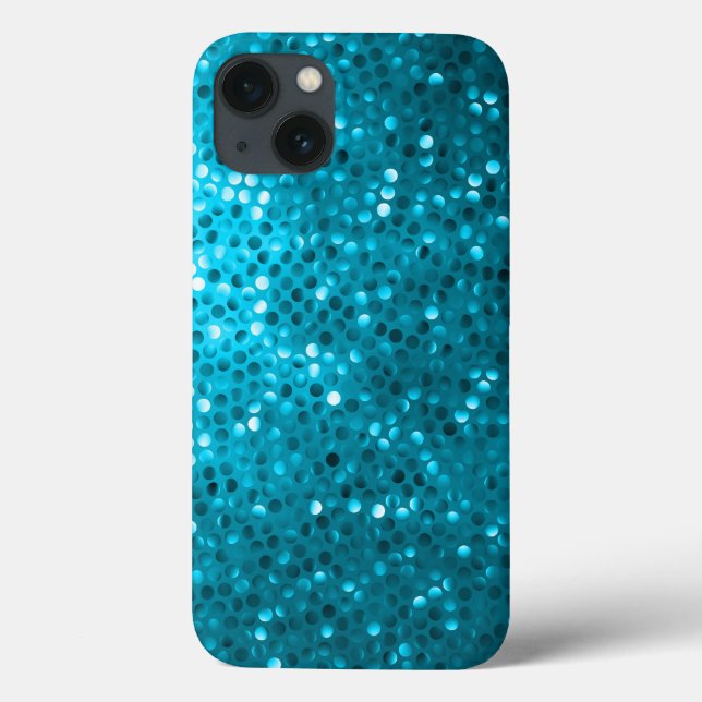 Turquoise Blue Glitter & Sparkles Print Case-Mate iPhone Case (Back)