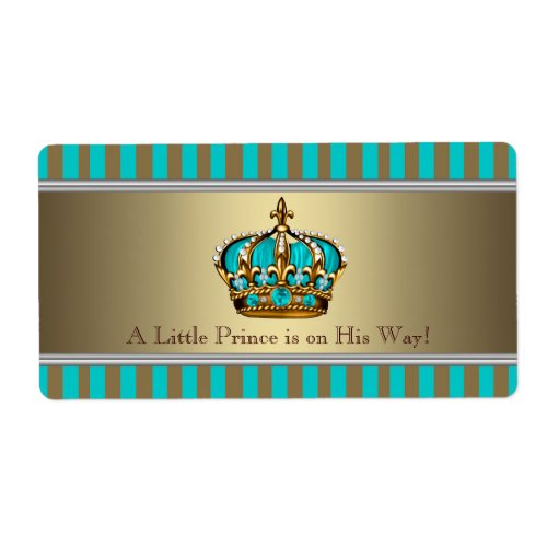 Turquoise Blue Gold Prince Water Bottle Labels