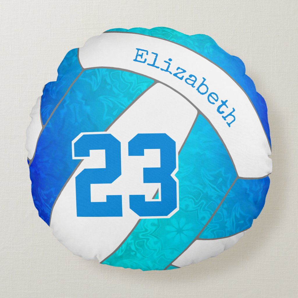turquoise blue gradient artsy girls volleyball pillow