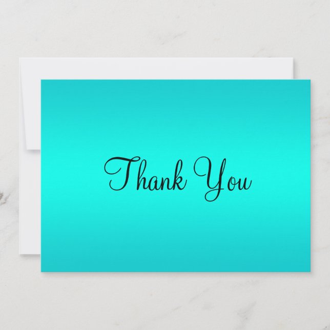 Turquoise Blue Gradient Thank You Card (Front)
