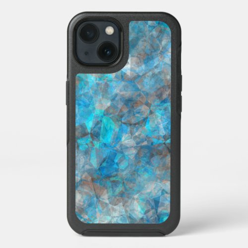 Turquoise Blue Gray Polygon Mosaic Art Pattern iPhone 13 Case