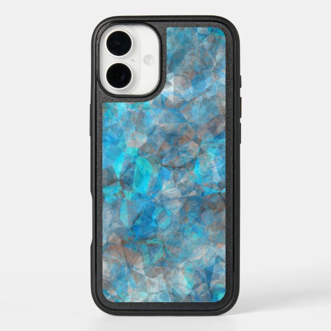 Turquoise Blue Gray Polygon Mosaic Art Pattern Otterbox iPhone Case (Back)