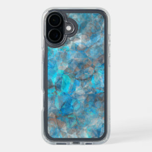 Turquoise Blue Gray Polygon Mosaic Art Pattern iPhone 16 Plus Case