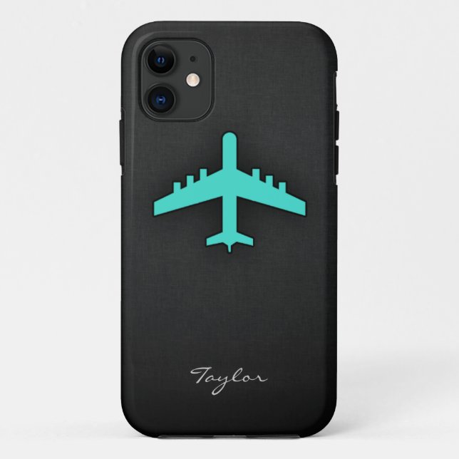 Turquoise; Blue Green Airplane Case-Mate iPhone Case (Back)