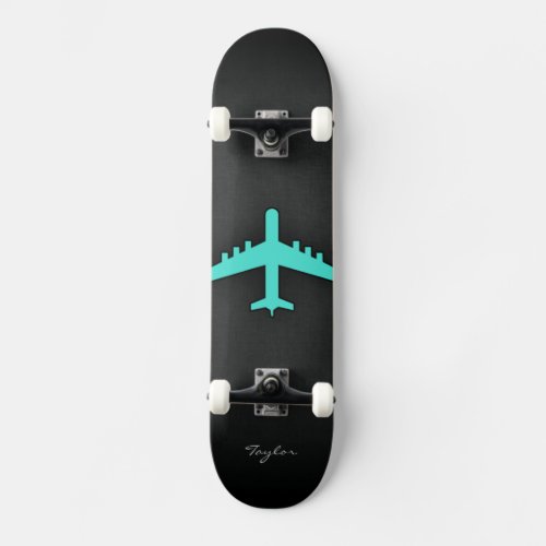 Turquoise Blue Green Airplane Skateboard Deck
